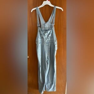 Vintage Santa Barbara Blue Denim Overalls with Heart Cutouts